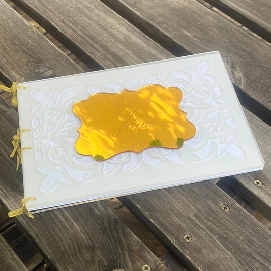 Livre d'or de mariage plexiglas personnalisé Laurie Déco et lumières